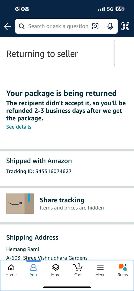 hemangrami's tweet photo. Tweet:
This is the second time in a last 30 days that @amazonIN has canceled my order at the last minute, after making me wait for a week! This kind of service is disappointing, especially for loyal customers who rely on timely delivery #AmazonIndia #CustomerService #Disappointed https://t.co/nTYrzEA5Ru
