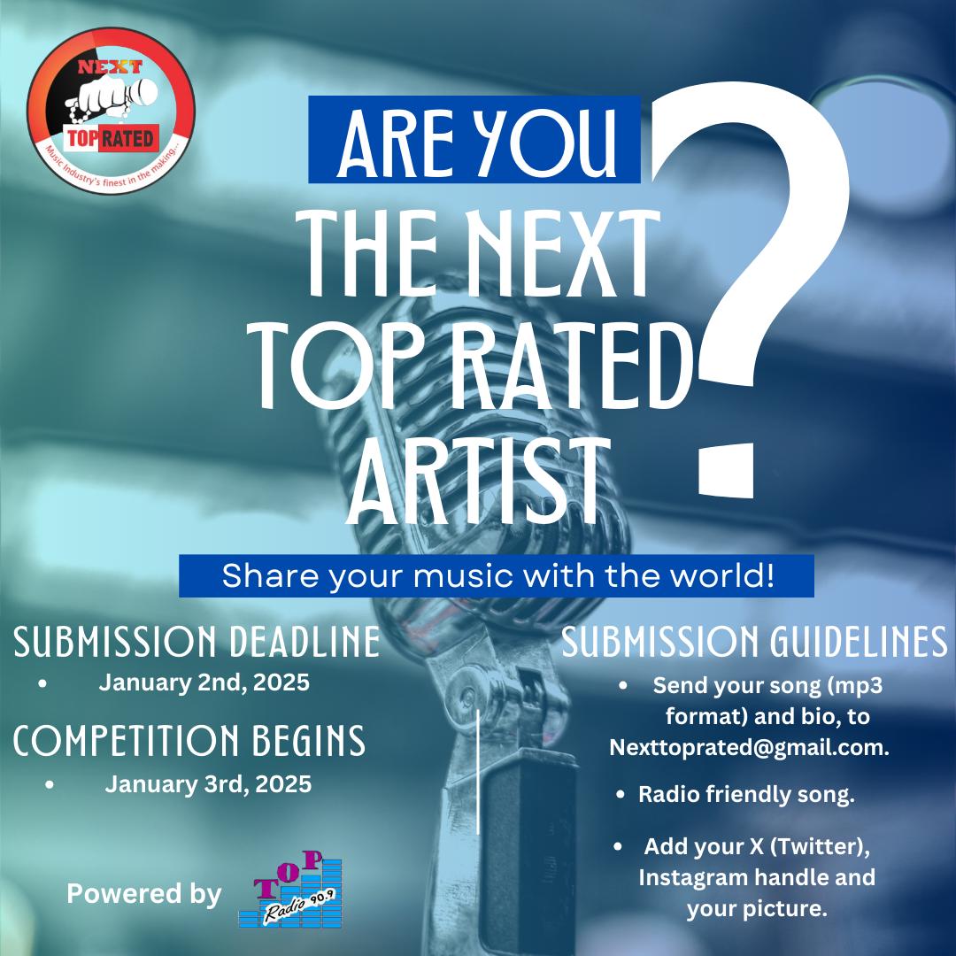 topradio909's tweet photo. Unleash your sound on Friday Nyt Live!
Enter the NTR Music Competition now!
WINNER RECEIVES:
Exclusive interview
3 months airplay
Radio exposure & more!
#NTRCompetition
#NextTopRated
#GetDiscovered https://t.co/l6aliZNjuQ