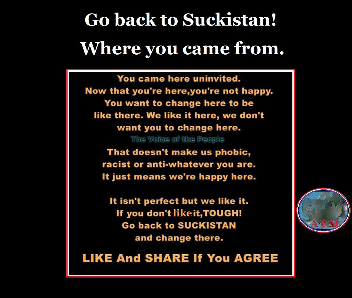 <a href="/RadioGenoa/">RadioGenoa</a> Save Britain! Send them back to Suckistan.
