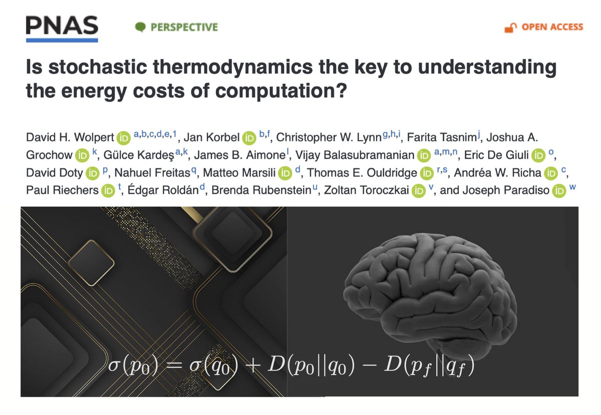 How can physics define universal laws for computation, from cells and chips to brains? In this <a href="/PNASNews/">PNASNews</a> Perspective, led by <a href="/sfiscience/">Santa Fe Institute</a>  David Wolpert and <a href="/CSHVienna/">Complexity Science Hub</a> Jan Korbel, they suggest how Stochastic Thermodynamics can provide the proper framework pnas.org/doi/epub/10.10…