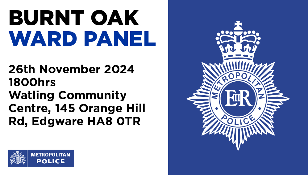 Burnt Oak Police (@mpsburntoak) on Twitter photo Want to have your say on policing priorities in Burnt Oak? email: SNTSX-BurntOak@met.police.uk to register for the upcoming ward panel.
Ward panels meet quarterly to help set local priorities and discuss crime in Burnt Oak. Want to have your say on policing priorities in Burnt Oak? email: SNTSX-BurntOak@met.police.uk to register for the upcoming ward panel.
Ward panels meet quarterly to help set local priorities and discuss crime in Burnt Oak.