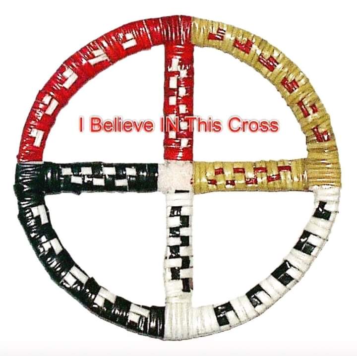 SpottedElk7's tweet photo. A Cross that creates a Sacred Circle. ⭕ Not a cross with a sacrificed Man hanging from it. 
#everychildmatters https://t.co/zcn3IXrhol
