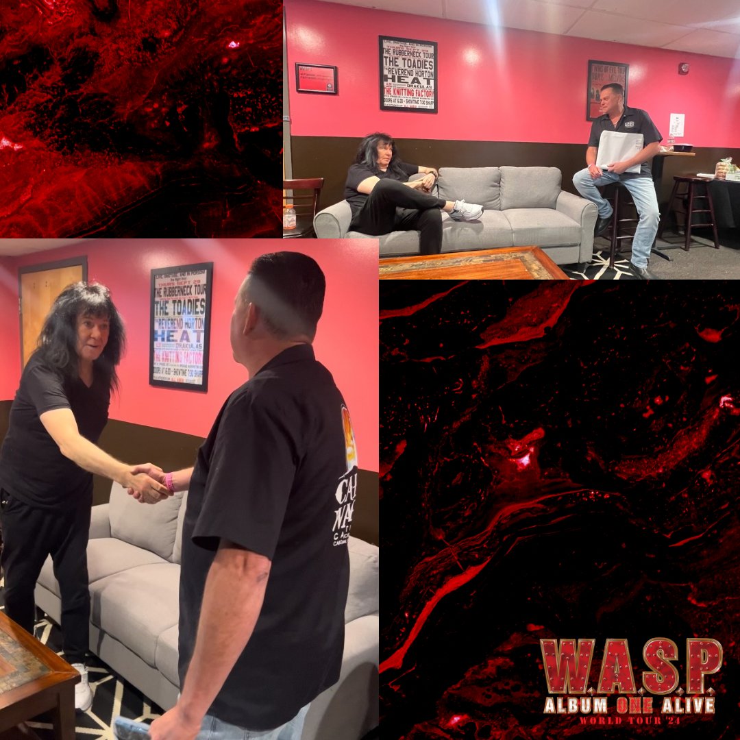 WASPOfficial's tweet photo. Contest winners meeting Blackie Lawless in his dressing room!

Enter for your chance to win: https://t.co/DMV7KWMjMZ

#waspnation #wasp #blackielawless #hardrock #heavymetal #80smetal #bravewords #metaledge #blabbermouth #monstersofrock #classicrock #loudwire #metalhammer https://t.co/uCduCk5yHL