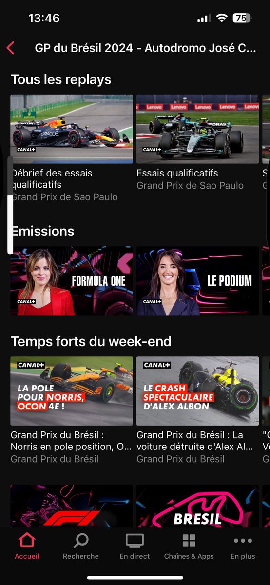 Hello <a href="/CanalplusF1/">CANAL+ F1®</a> le replay des qualifications est invisible sur l’app. En revanche le spoil du résultat est bien là… pourriez vous ne pas afficher les résultats des courses et des qualifications ?