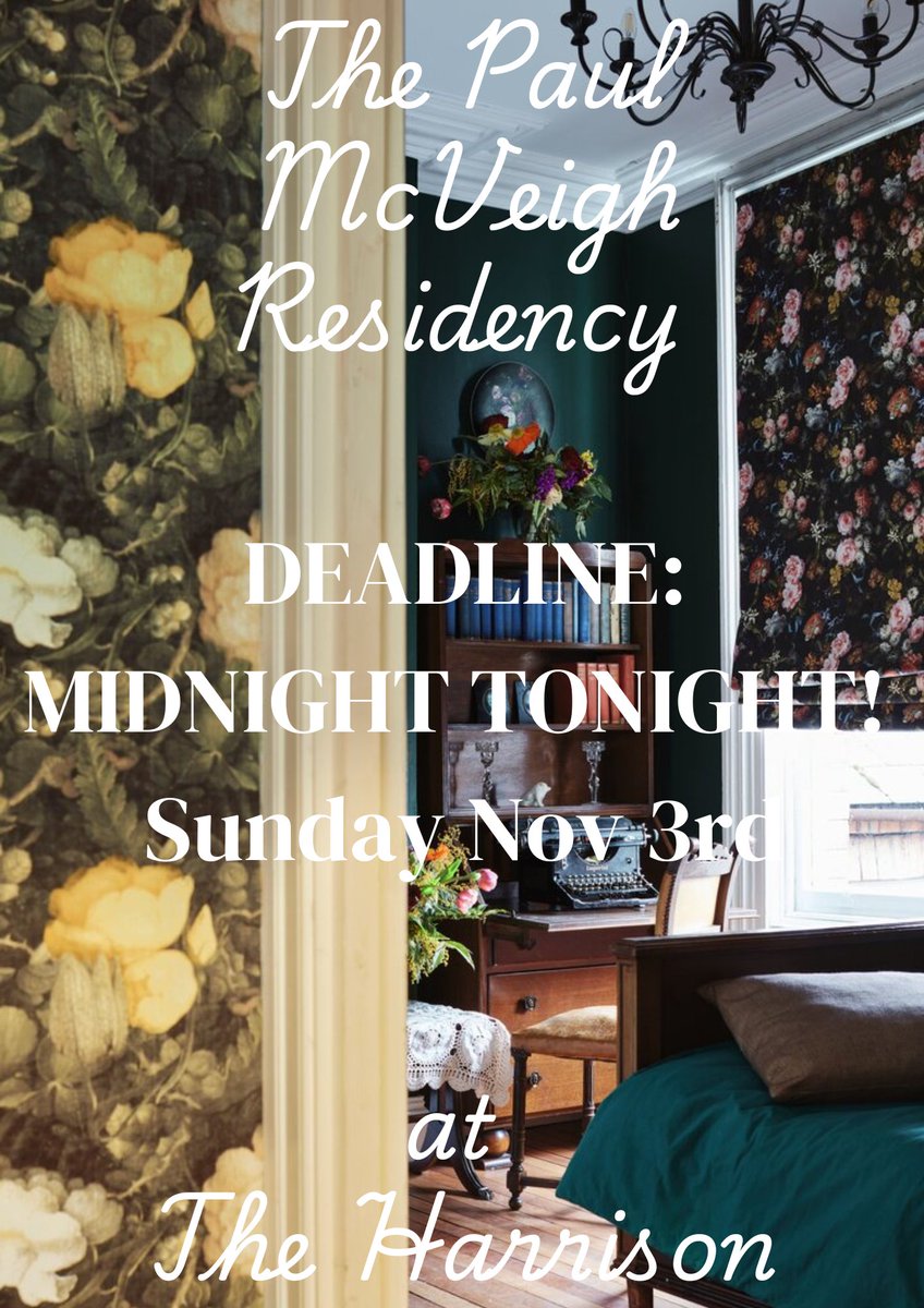 paul_mc_veigh's tweet image. The deadline is MIDNIGHT tonight, Sunday. Get your submissions into the Paul McVeigh Residency at @Theharrisonbel1 we can't wait to read them. @annamburtt @TLCUK @AkiSchilz @writing_ie @KitdeWaal @WednesdayErskin @IngridPersaud @SophieHaydock @prize_novel @NOALIBISBOOKS