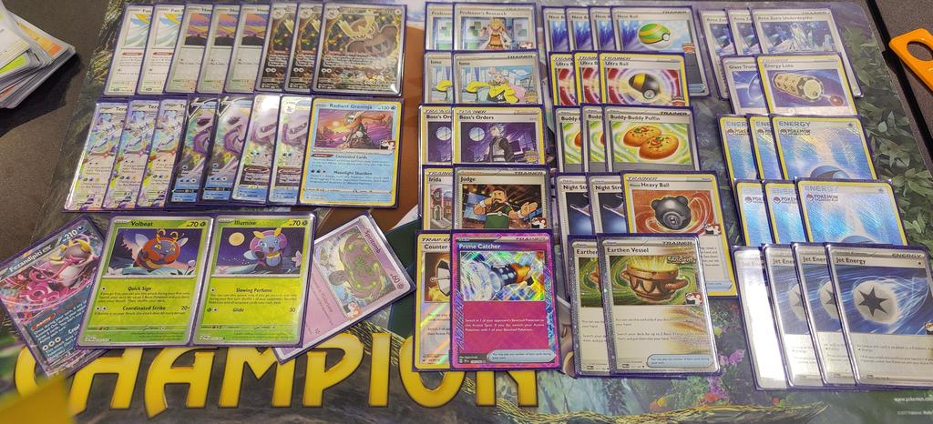 12th in Gdansk + 2000$
Got tired of the meta and coinflips so made a deck that could utilize going second as an advantage.
Deck was crazy good and Volbeat + Illumise were MVP. The synergy between cards and the consistency of the deck is insane.
Matchups Below. 🐢🪲