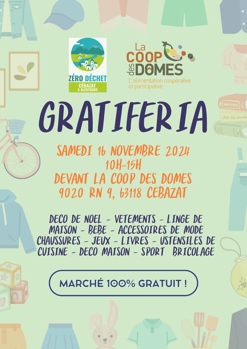 CoopDesDomes's tweet photo. Venez fêter le sixième anniversaire de la Coop des Dômes avec nous !!! ☺️🎂🍾

Où: A la Coop des Dômes, 9020 RN 9, 63118 Cébazat

Quand: samedi 16 novembre 2024 10h-15h https://t.co/GIXTAq5141
