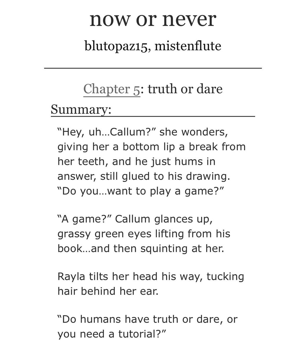 blutopaz15's tweet photo. Y’all want some UST and down bad rayla?? Yall want them to finally actually do something together instead of just being awkward dummies???

TRUTH OR DARE IS THE CHAPTER FOR YOU 😌

https://t.co/TTYkYArpnt https://t.co/zYrxDISxc5