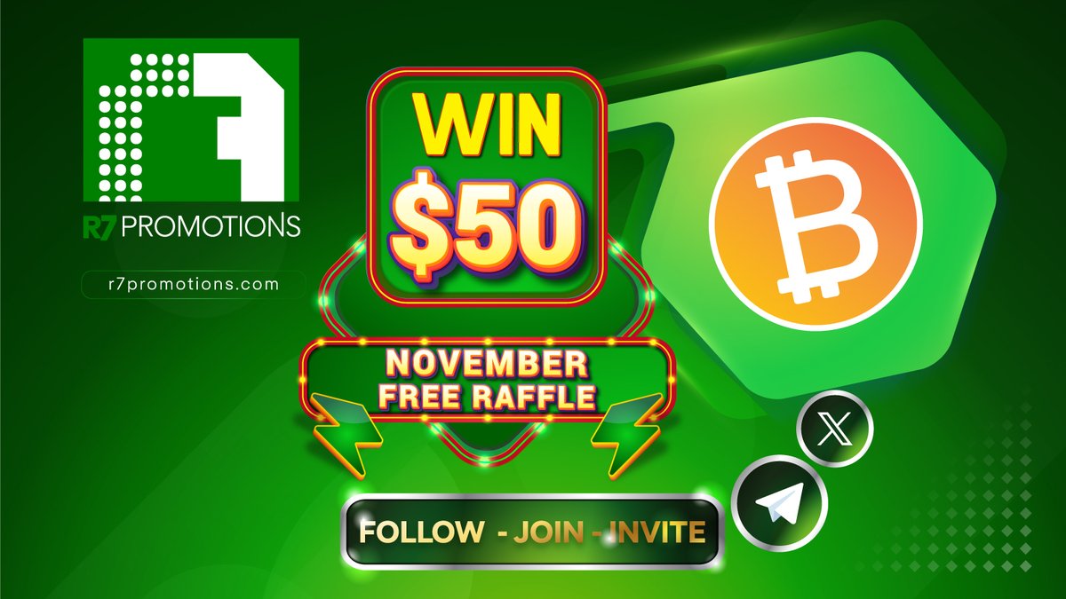Win $50 🔥 👉November FREE raffle from #R7Promotons 1. RT + Follow  @R7Agency 2. Comment #btc address with mentioning three friends to join.  #R7Promotons #Bitcoin #Cryptocurrency #Marketing #Satoshi #KuCoin #BTCUSDT  #Binance