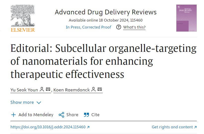 ADDReditors's tweet photo. ADDR 50 days' free access: [Editorial] Subcellular organelle-targeting of nanomaterials for enhancing therapeutic effectiveness.
By Yu Seok Youn &amp; Koen Raemdonck @ysyoun0915 @KoreaCRS @CRSBeNeLuxFr
#Subcellular #OrganelleTargeting 
https://t.co/AC8lkxmXno https://t.co/AIDTJrLMuF