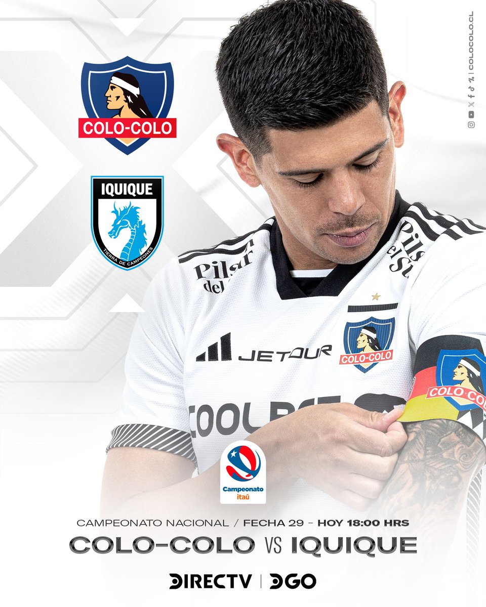 𝐅𝐄𝐂𝐇𝐀 𝟐𝟗 – 𝐒𝐞𝐧̃𝐨𝐫𝐞𝐬 𝐥𝐨 𝐝𝐞𝐣𝐨 𝐭𝐨𝐝𝐨...

A partir de las 18:00 horas saldremos a conquistar el Campeonato Nacional y recibiremos a Deportes Iquique en el estadio Monumental ⚪⚫

Lo mejor de la TV y el streaming juntos a <a href="/DIRECTVLA/">DIRECTV LatinAmerica</a> y <a href="/DGO_Latam/">DGO</a>