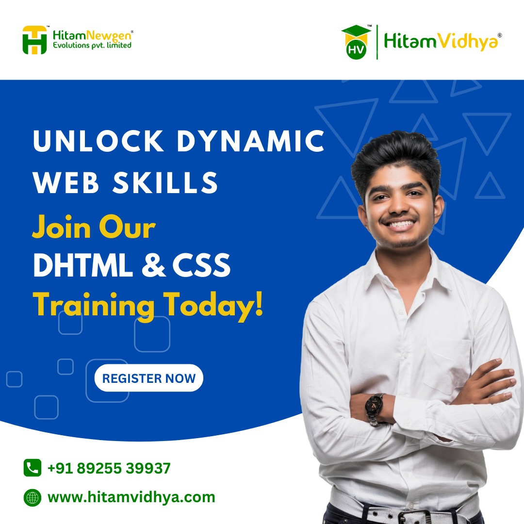 HitamVidhya's tweet image. Master the art of dynamic web design! Join our DHTML and CSS course today and elevate your skills.

#WebDesign #DHTML #CSS #WebDevelopment #LearnToCode #JoinNow