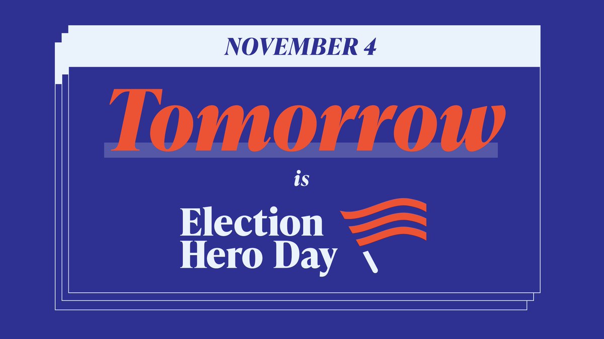 It's officially Election Hero Day Eve! We're so excited to see digital activations flood social media tomorrow and hear about the incredible in-person activations. Make sure you snap a picture and tag us when you thank your election hero in person! #ThankYouElectionHeroes