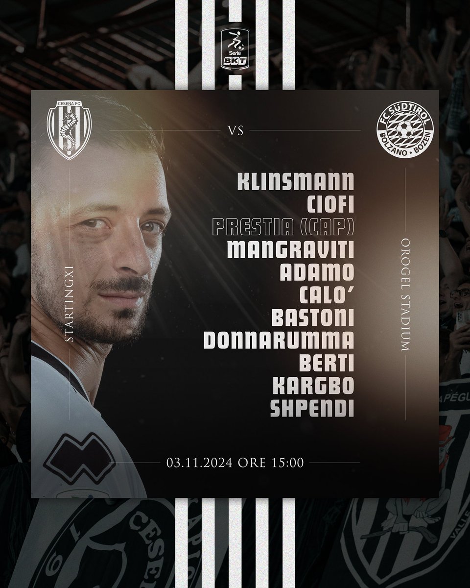 calciocesenafc's tweet image. Manca poco a #CesSud⏳

Questi i nostri 1️⃣1️⃣👇🏼

#DAIBURDEL

Scarica l'app:
Apple  -&amp;gt; tinyurl.com/cesena-app-ios
Android -&amp;gt; tinyurl.com/cesena-app-and…
