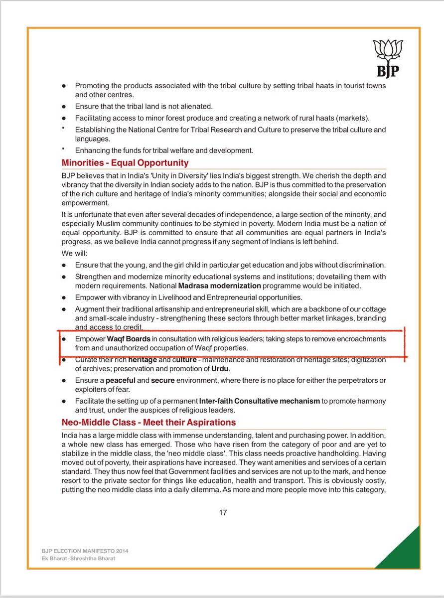 PriyankKharge's tweet photo. I hope @BJP4Karnataka displays this on the big screen during their protests tomorrow. Their own MP and former Chief Minister has stated that “neither the community nor the government should rest until every inch of WAQF land is reclaimed.”

He also mentioned, in his capacity as the then Chief Minister, that properties worth Rs. 2,000–5,000 crore have been taken and must be restored.

I don’t think BJP read their own manifesto. One of #ModiKiGuarantee is
“Empower Waqf Boards in consultation with religious leaders; taking steps to remove encroachments from and unauthorized occupation of Waqf properties.”
