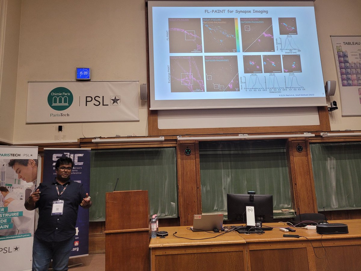RomanTsukanov's tweet photo. Samrat @samub28 gave a fantastic talk at #S3IC2024 in Paris, reporting on exciting advancements in fast multiplexed superres microscopy via new generation of #FLPAINT and #FLSMLM. Well done, Amigo! #singlemolecule #PremC #nanobodies https://t.co/N6Dyt9Yf0X