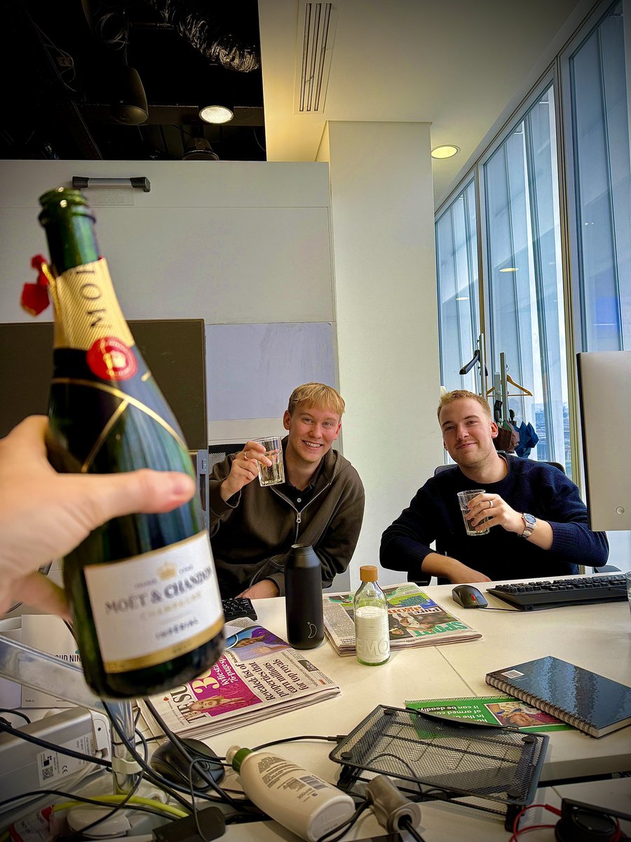 CalumAM's tweet photo. . @_jameslee27 has been a huge part of the @TimesRadio Breakfast team on Friday/Saturday/Sunday. Now he’s off to bring his radio brilliance to @hugorifkind ‘s programme @TimesRadio. 

We’ll miss him horribly - so we toasted his greatness 🥂 https://t.co/d9ddkhJAzh