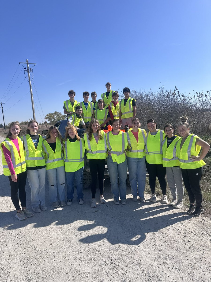 Monday the 21st, NHS went out to Highway P57 that leads to I-80 and cleaned uo the ditches alongside the road. Great job to everyone that helped out!