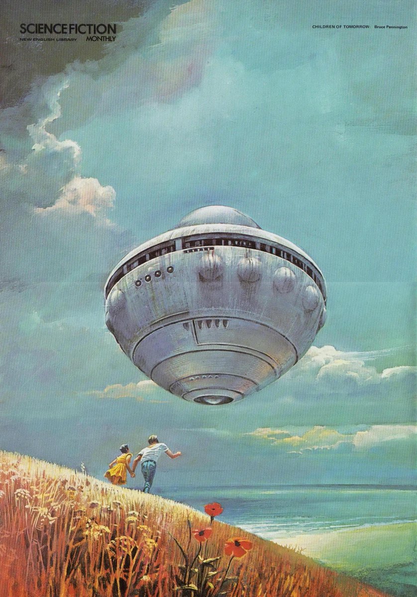 Bruce Pennington's cover art for "Children of Tomorrow" by A. E. van Vogt, reprinted in Science Fiction Monthly, August 1975.