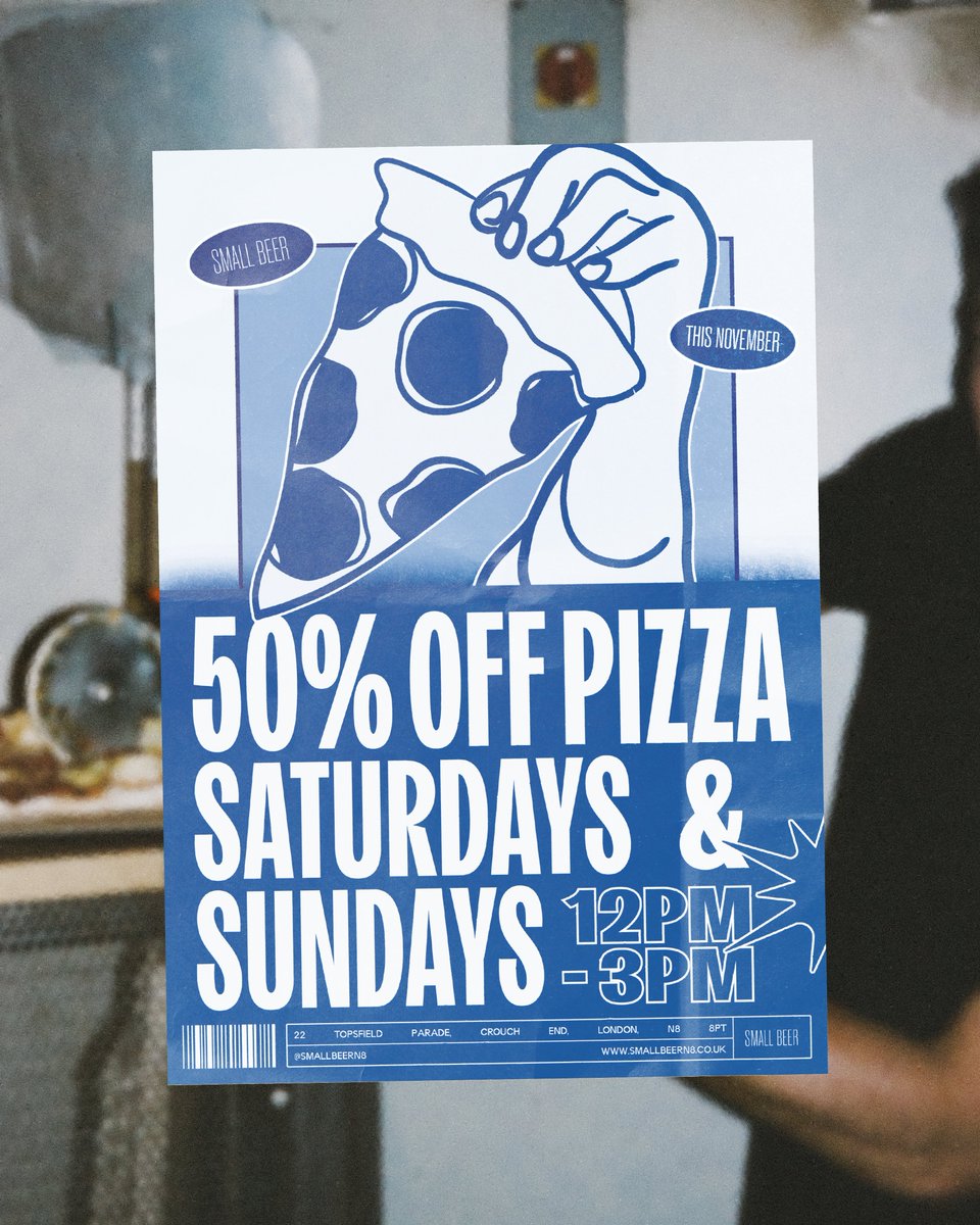 Good news! 

You loved our half-price pizza weekends in October, so we’re keeping the deal rolling through November!

🍕 So Enjoy 50% off pizza every Saturday and Sunday, 12–3pm. 

#pizza #londoneats #pizzalondon #n8 #crouchend