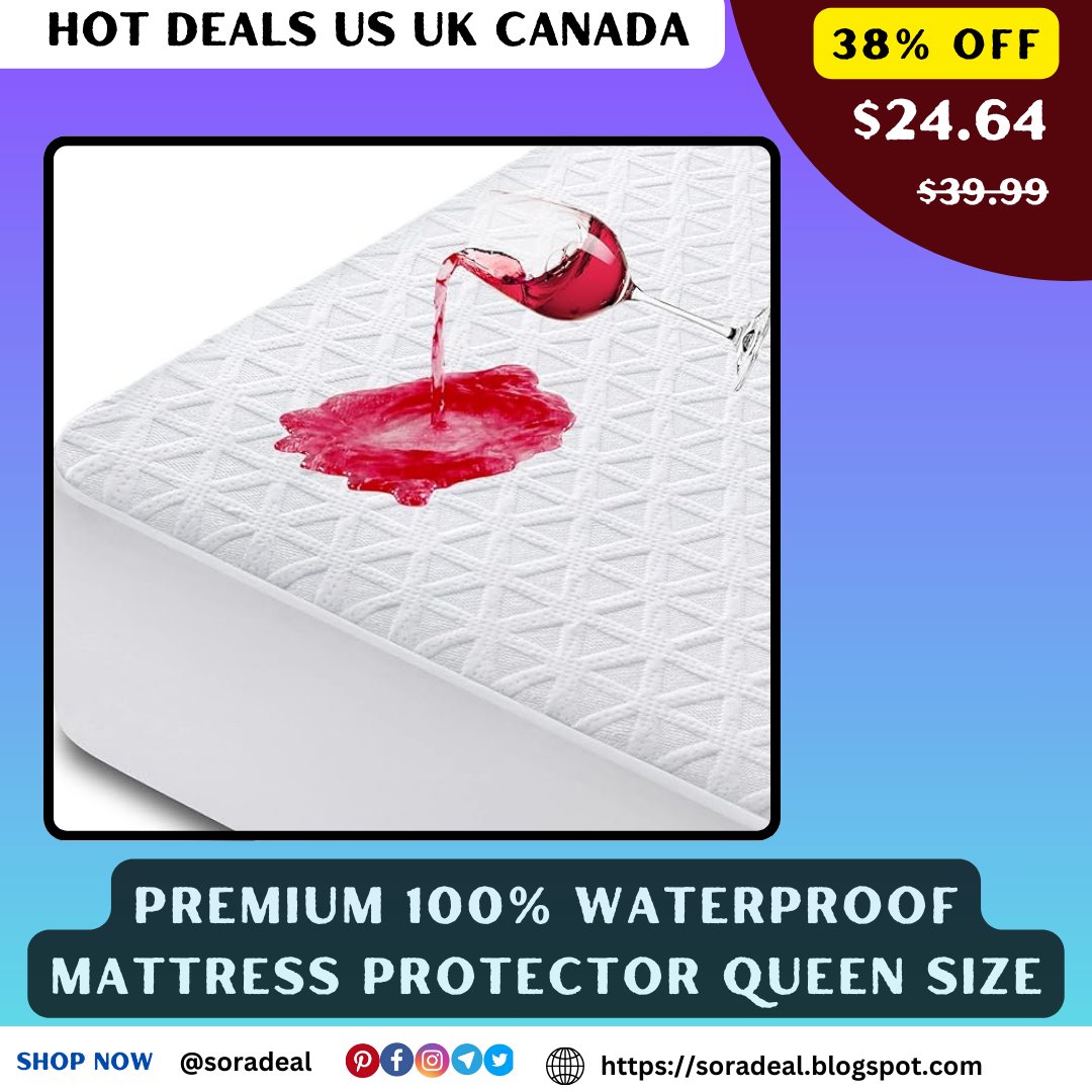 soradeal's tweet photo. Premium 100% Waterproof Mattress Protector Queen Size, Breathable Bed Cover 3D Air Fabric Cooling Mattress Pad Cover Smooth Soft Noiseless Washable

View offers 👉 https://t.co/pUJrxIDIRU

#soradeal #amazondeals2024 #vairalpost #trendpost #UKDeals #usadeals #amazondeals https://t.co/iz0ded09UY