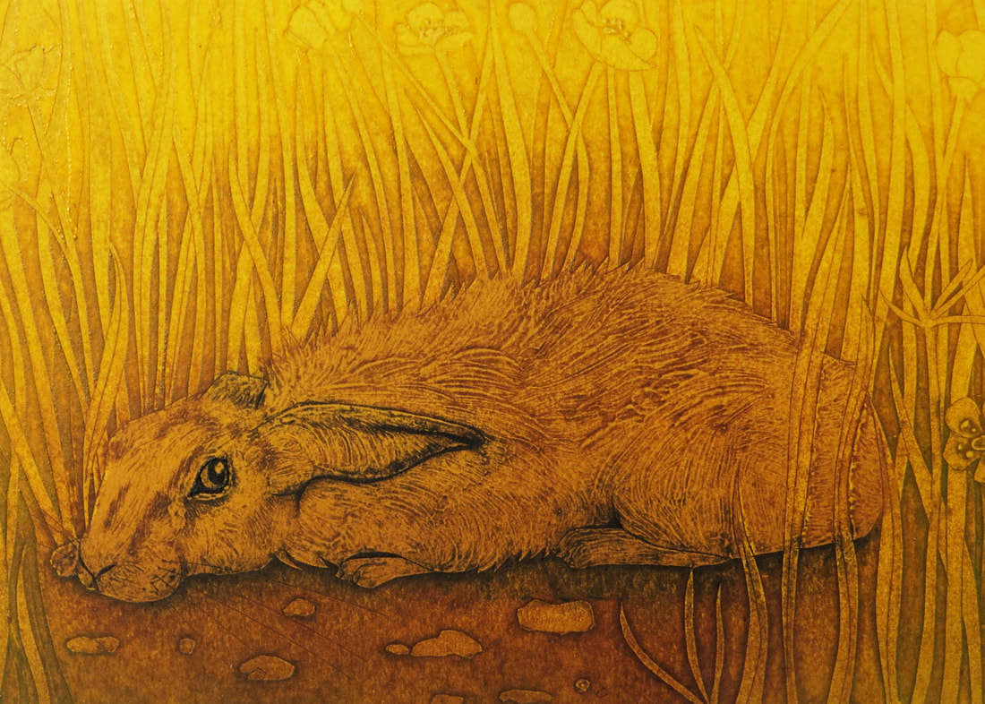 GroomB's tweet image. Hunkered Down by Hester Cox, artist based in the Yorkshire Dales specialising in printmaking. #WomensArt #NorthernArt