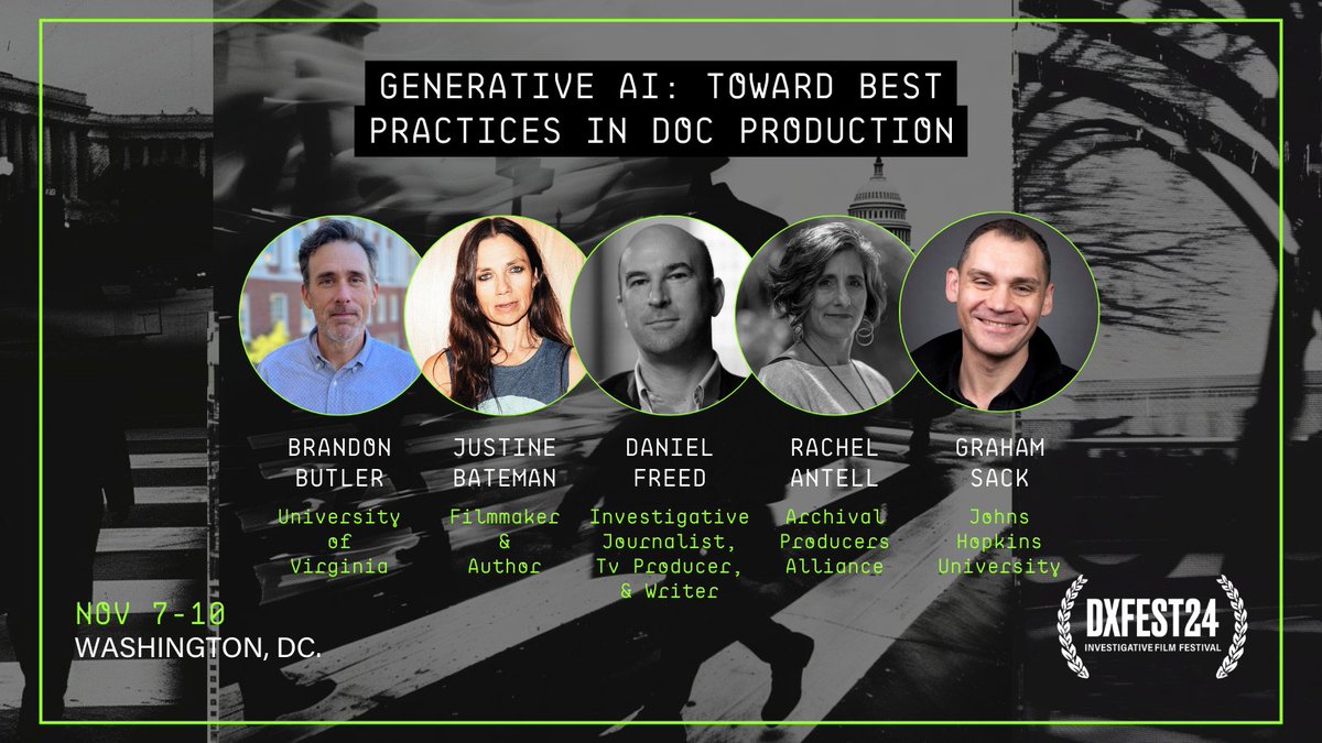 Don’t miss the 'Generative AI: Toward Best Practices in Film Production' panel at this year's <a href="/DX_IFF/">Double Exposure Investigative Film Festival & Symp</a> Symposium! Learn how filmmakers can responsibly integrate AI while maintaining ethical and artistic integrity. Nov 7-10, Washington, D.C.  zurl.co/4PEW