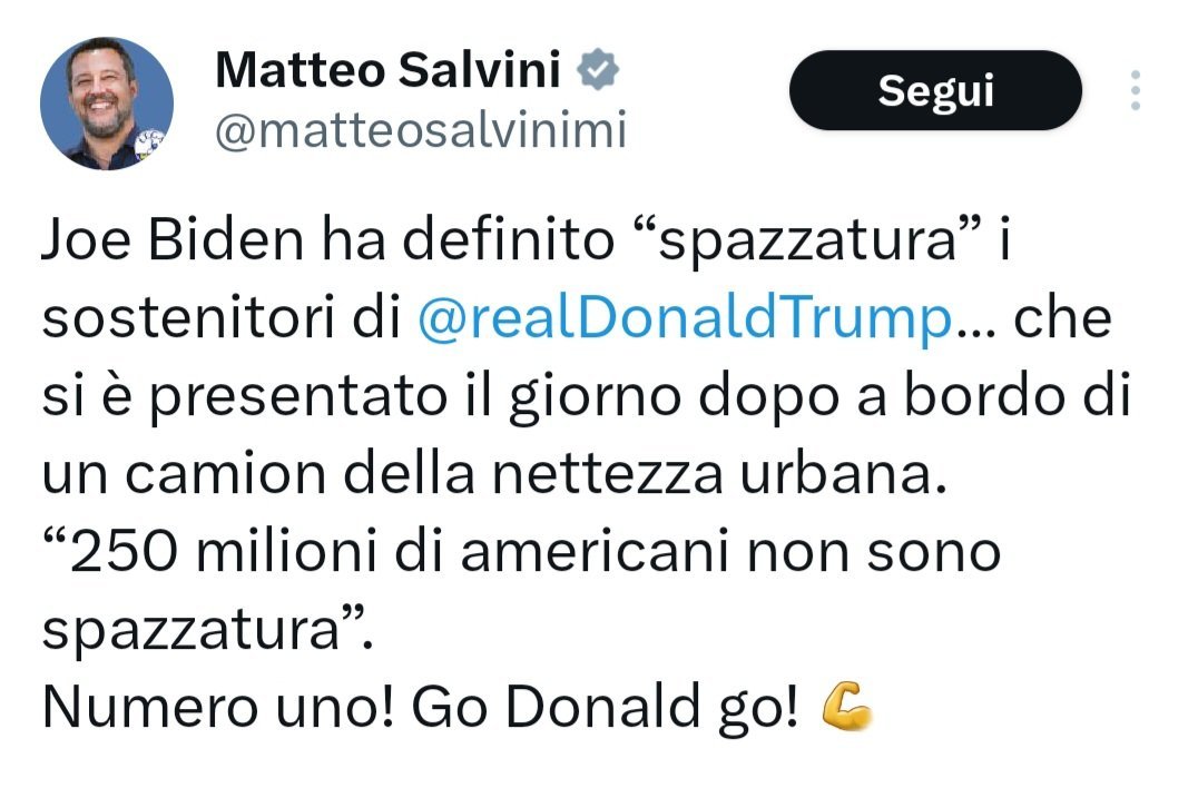 Se viene rispettata anche questa volta la tradizione:
"Salvini porta bene"
Kamala Harris ha già vinto!