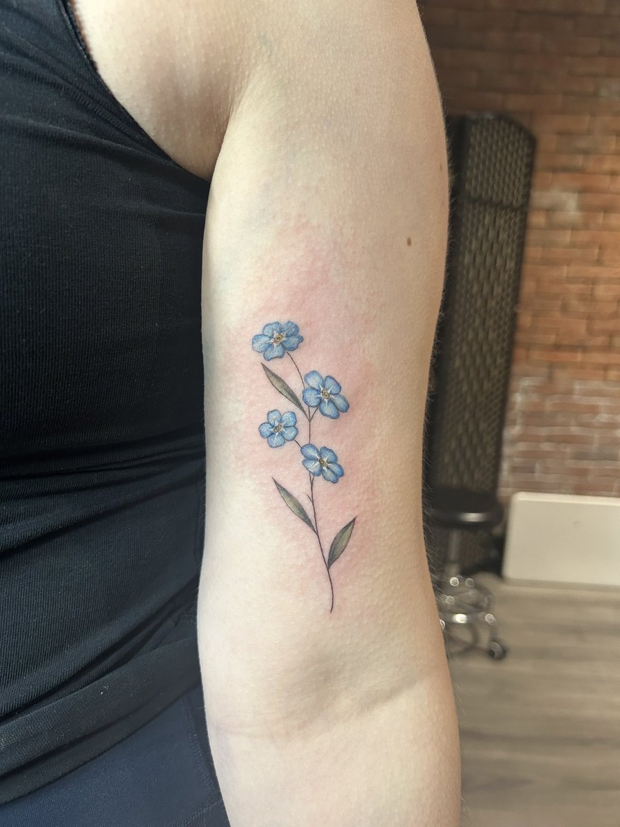 today I got my fourth tattoo. Forget me nots for my Grandad and Alzheimer’s awareness 💙