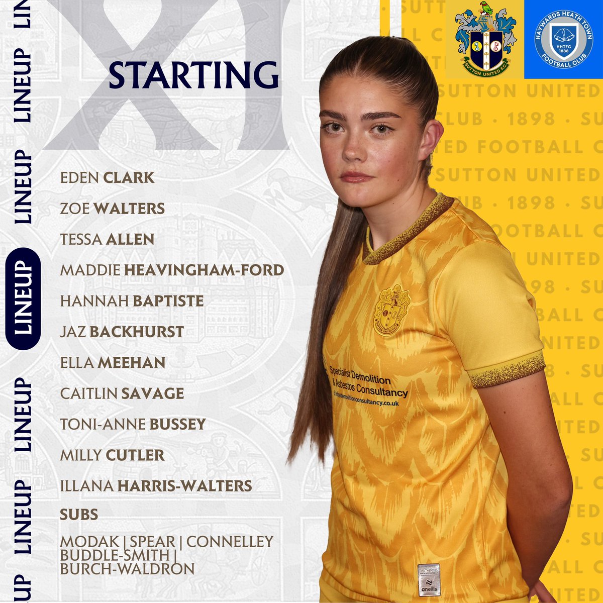 Your U’s Starting XI for todays game against <a href="/HHTWomen/">Haywards Heath Town Women</a>.

#SuttonUtdWomen #AmberArmy