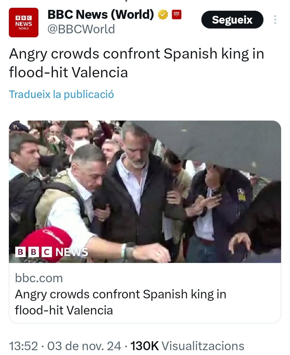 "Una multitud enfurecida se enfrenta al rey español en una Valencia afectada por las inundaciones"

Atención jóvenes: en tiempos de Franco también había que recurir a la prensa extranjera para leer los titulares que no publicaba la prensa española.