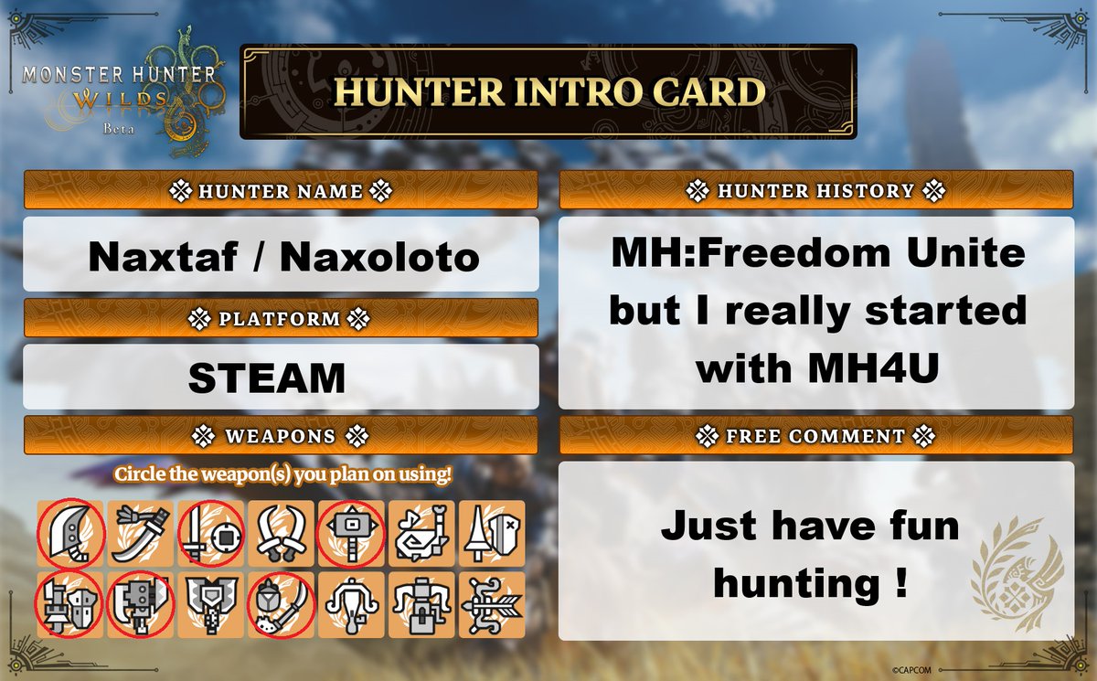 Naxtaf_des's tweet photo. @monsterhunter Here, let's be fellow hunters together ! https://t.co/Ay37VjNfbM