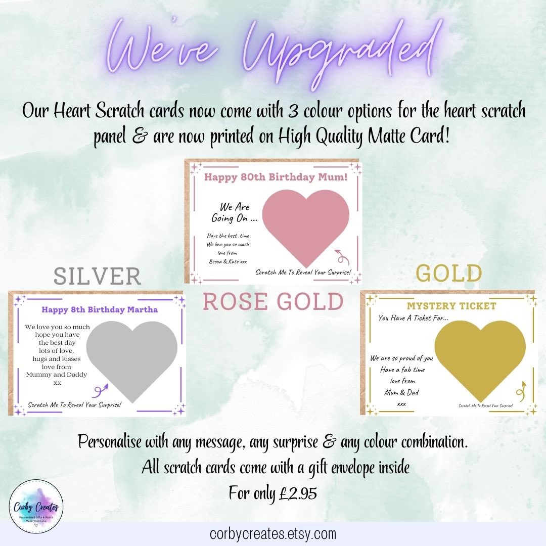 Got that present on Christmas you can’t wrap 🎁

🛫 That trip away
🎸 The concert tickets
🏟️ The sporting day out

We have the perfect idea in the form of our personalised scratchcards 

Bring the gifts to life this Christmas 🎄 from only £2.95

Link 👇 

etsy.com/uk/listing/140…