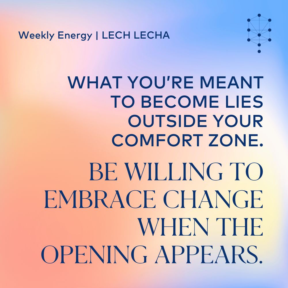 kabbalahcentre's tweet photo. In working with the energy of this week, you’re supported in growing into your next level by stepping outside your comfort zone. Allow this energy to help you choose change as you venture into the unknown.
#weeklyenergy #lechlecha https://t.co/LCLp3oL7nq
