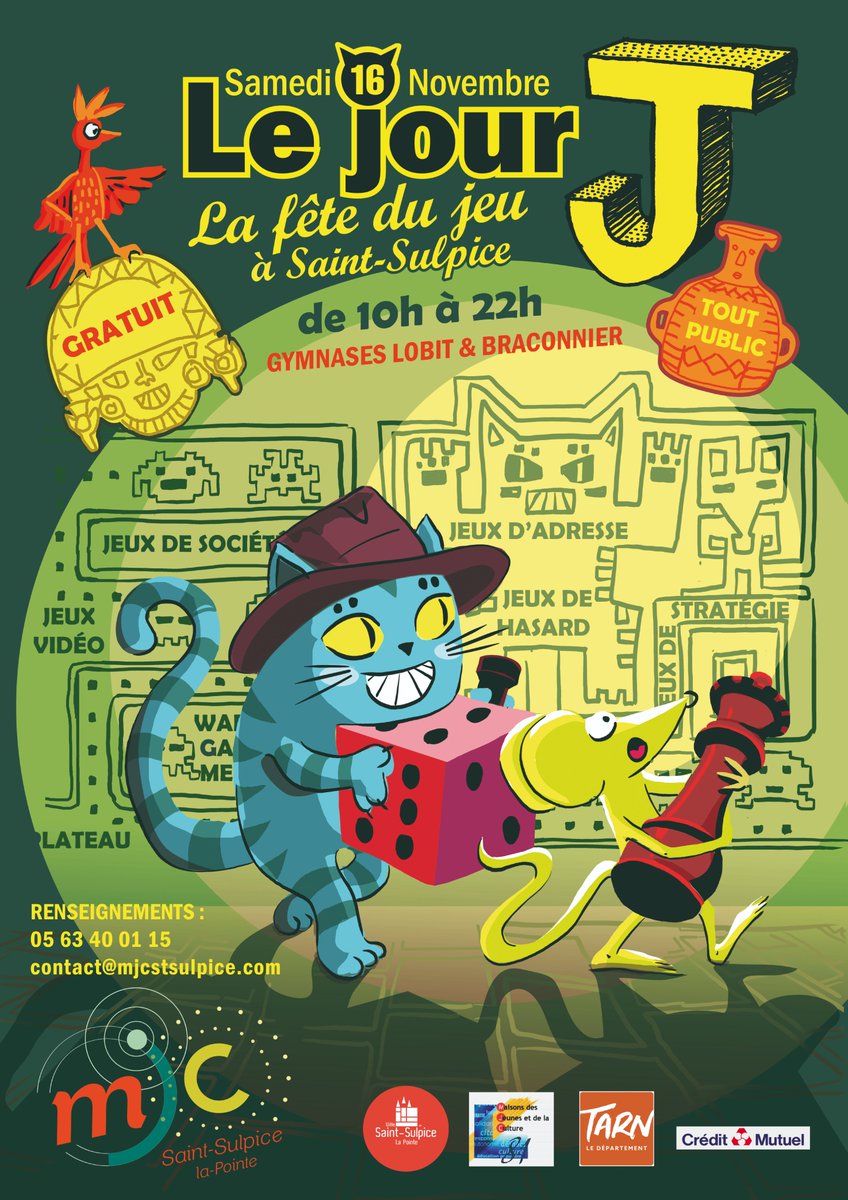 Retrouvez nous le samedi 16 novembre à "Le Jour J".
En collaboration avec la MJC de Saint-Sulpice.
Faisons découvrir les valeurs de la FGC !

Tournois de #TEKKEN8 et #StreetFighter6 le soir 💪

<a href="/mjcstsulpice/">MJC ST SULPICE</a> <a href="/CreditMutuel/">Crédit Mutuel</a> #FGC