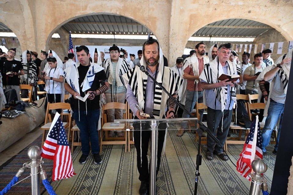 Israelis praying for victory for President Trump this morning from the ancient Jewish tabernacle of Shiloh.