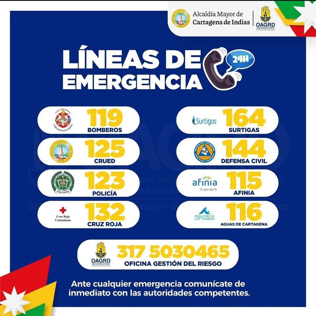 Desde hace 72 horas, la <a href="/OAGRDCartagena/">Gestión del Riesgo Cartagena de Indias</a> y demás organismos de socorro, están en alerta, listos y preparados, ante cualquier emergencia que se genere a raíz de la perturbación tropical AL97, que presenta un 70% de probabilidad de convertirse en ciclón. 

El sistema se desplaza