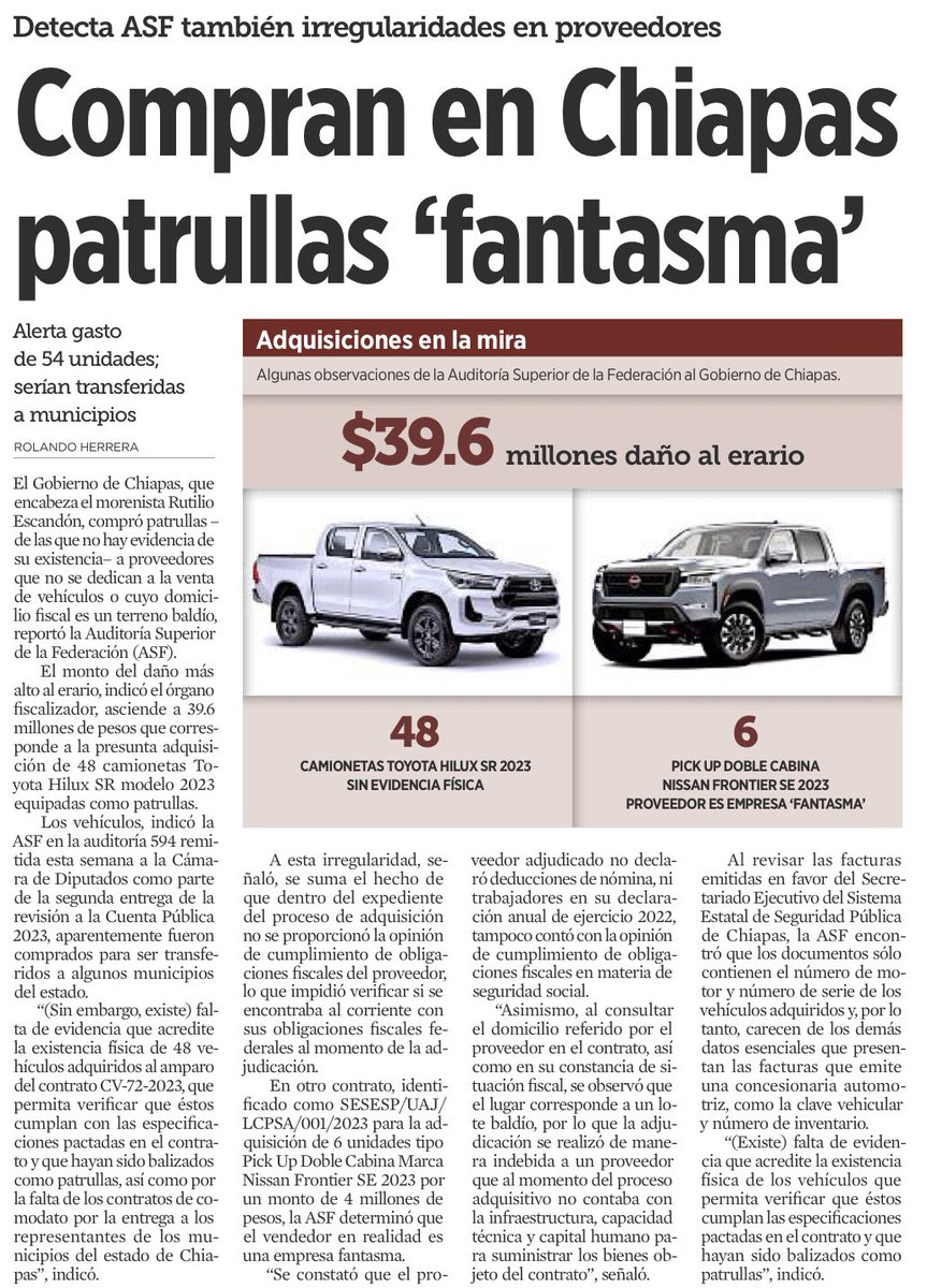 AlexItesm's tweet photo. Otra más de corrupción del clan de López Obrador

@RutilioEscandon compró 54 camionetas de las que NO hay EVIDENCIA física de su existencia https://t.co/aS52grpzs7