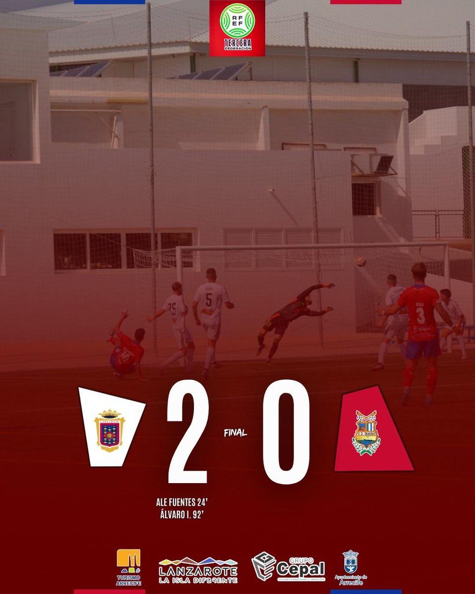 UD Lanzarote (@ud_lanzarote) on Twitter photo 🏁 ¡¡𝗙𝗜𝗡AAAAAAA𝗟!!
⚽️ <a href="/alefuentes_10/">𝑨𝒍𝒆 𝑭𝒖𝒆𝒏𝒕𝒆𝒔</a> 24’
⚽️ <a href="/Alvaroiglesias9/">Alvaro Iglesias</a> 90+2’
✅¡Segunda victoria consecutiva! ¡Gran imagen, equipo! 😍
🏝️ ¡𝐕𝐀𝐌𝐎𝐒 ZAROTE ! ❤️💙
#TuAlientoNuestraFuerza ❤️
#LanzaroteIbarra 🏁 ¡¡𝗙𝗜𝗡AAAAAAA𝗟!!
⚽️ <a href="/alefuentes_10/">𝑨𝒍𝒆 𝑭𝒖𝒆𝒏𝒕𝒆𝒔</a> 24’
⚽️ <a href="/Alvaroiglesias9/">Alvaro Iglesias</a> 90+2’
✅¡Segunda victoria consecutiva! ¡Gran imagen, equipo! 😍
🏝️ ¡𝐕𝐀𝐌𝐎𝐒 ZAROTE ! ❤️💙
#TuAlientoNuestraFuerza ❤️
#LanzaroteIbarra