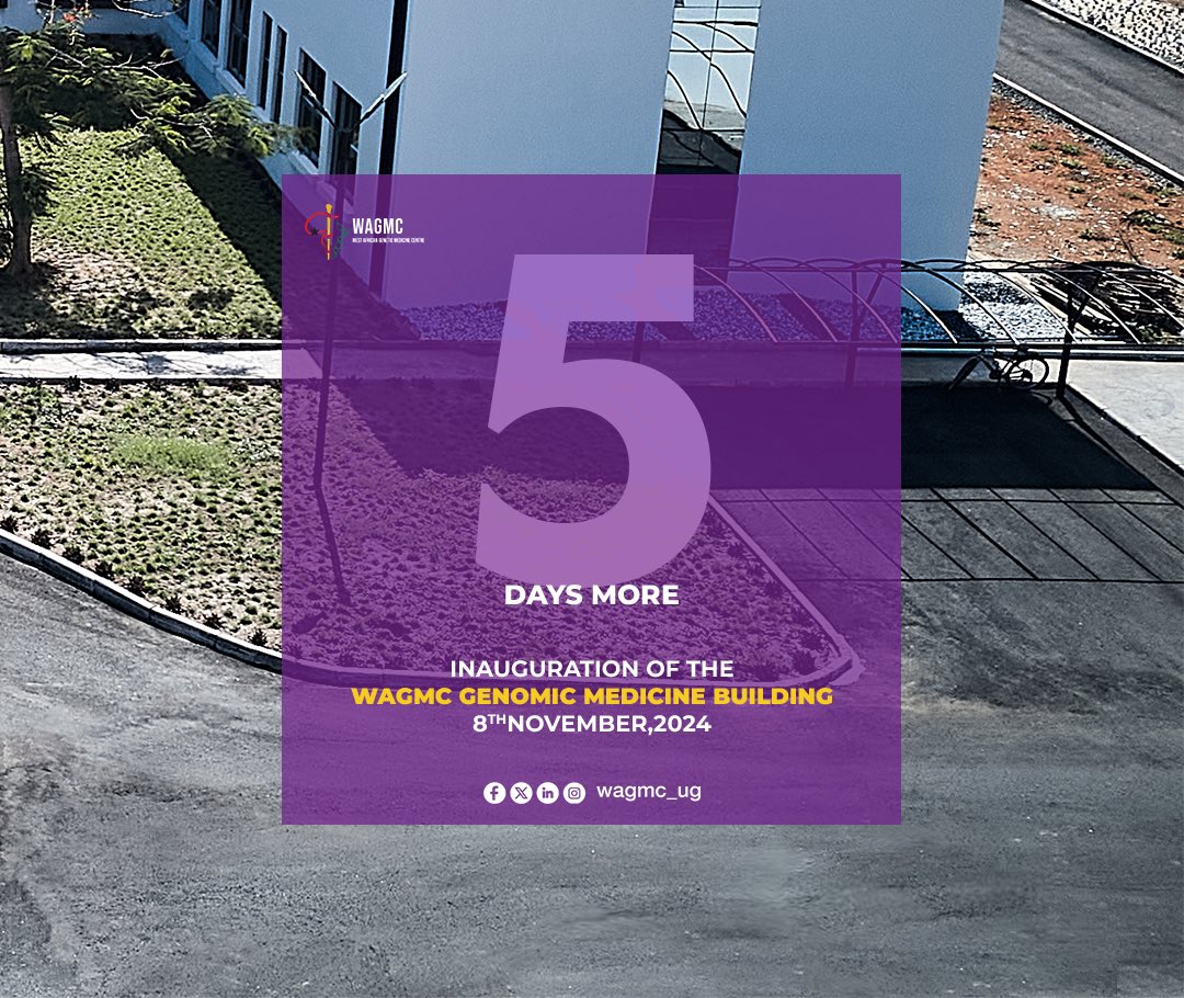 WAGMC_UG's tweet photo. Let the countdown begin!
It’s officially 5 more days to the inauguration of the WAGMC Genomic Medicine Building.💃🕺🎊
#wagmc #buildinginauguration #grandopening #genetics #genomics #getready #wagmcgrandopening #countdown https://t.co/Ghav2lWTV1