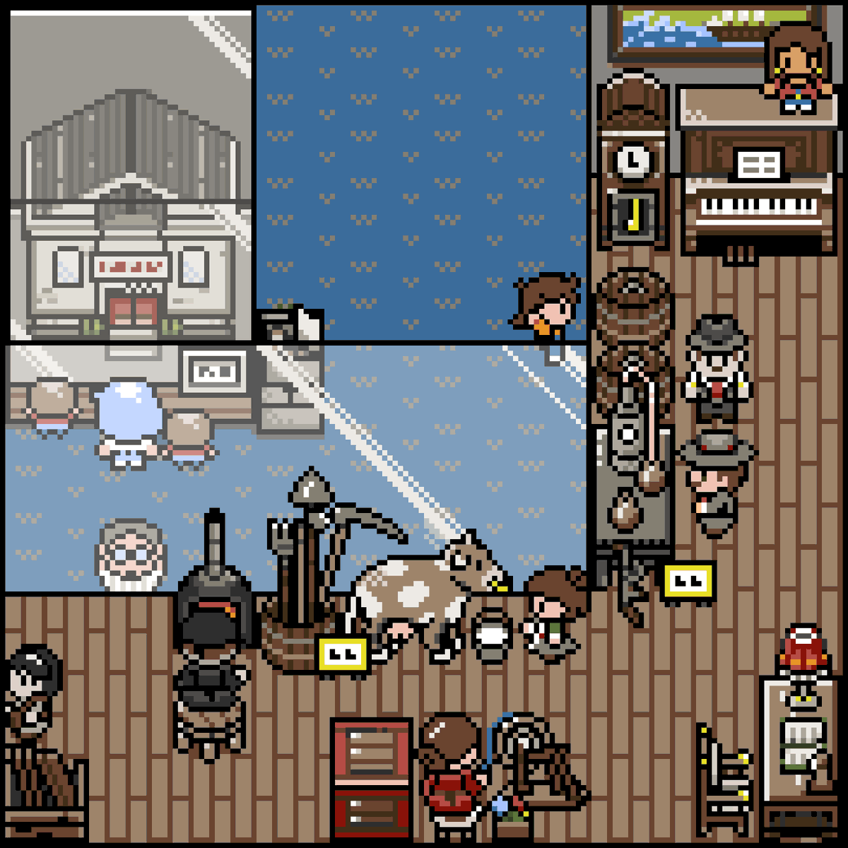 LoamBrownGames's tweet photo. Hey everyone, these are some stills from my game, "A Town with No Name". It's a (small) open-world mystery game, that I'm modeling after the old-school Pokémon graphics. Anyway, nice to meet you whoever you are.
#PixelArt #CozyGames #PuzzleGames https://t.co/xSRjOSbEj1
