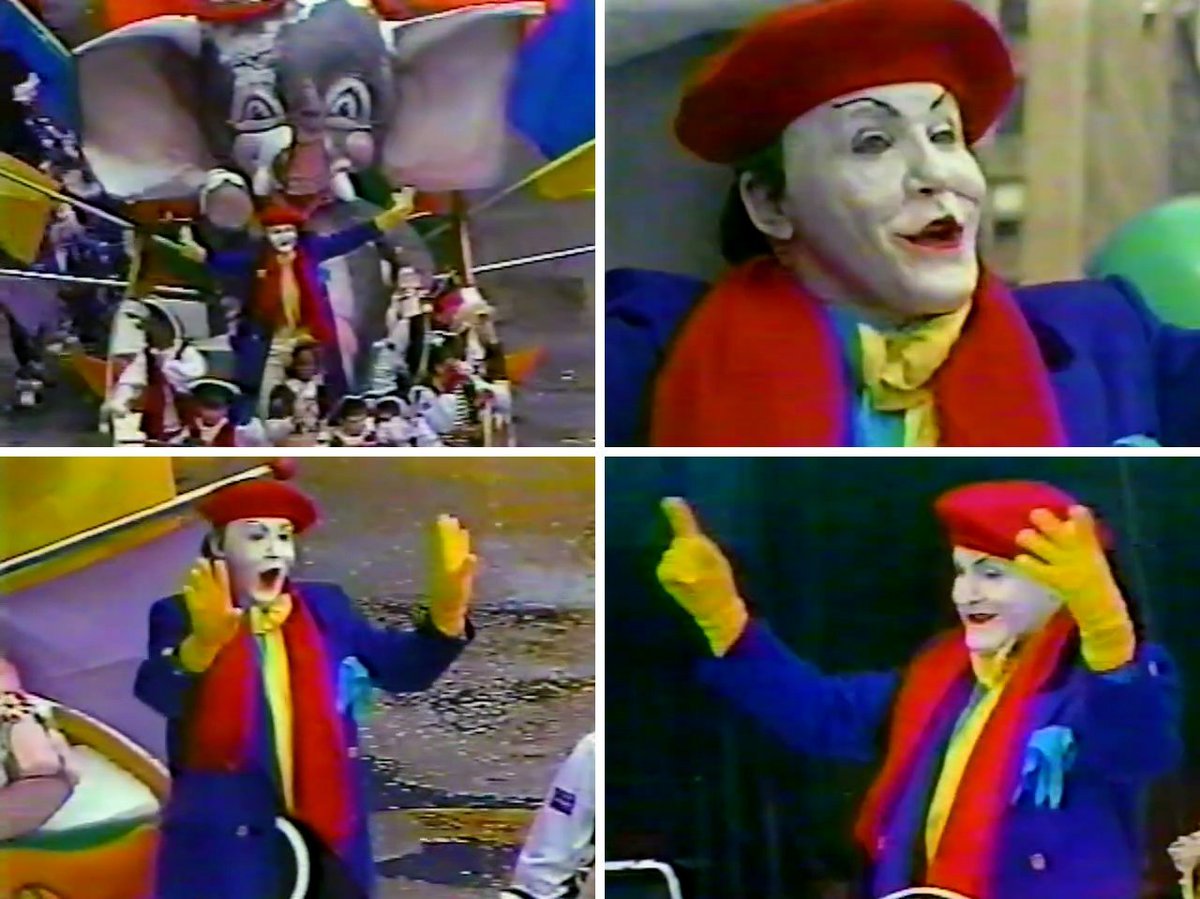 DinosaurDracula's tweet photo. Every month has its hero. December has Santa. October, Michael Myers. And then of course for November it's Fred Travalena as the Joker from the 1989 Macy's Thanksgiving Day Parade. https://t.co/xlZMXyy84I
