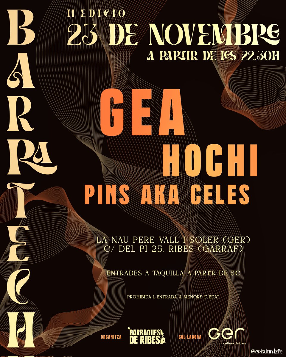 💥BARRATECH - II EDICIÓ💥

🎟 Preus d'entrades: Fins les 23:30h: 5€ + combinat. Fins les 00:30h: 10€ + combinat. A partir de les 00:30: 12€ + combinat.

🕐 Obertura de portes a partir de les 22.30h. [...]