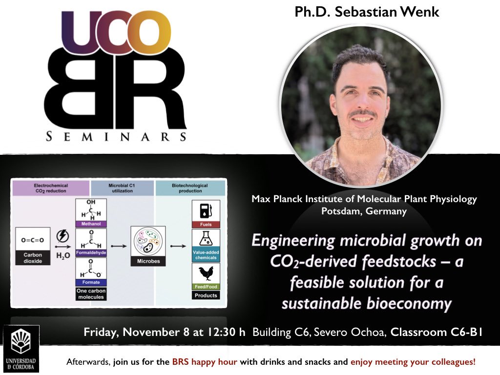 UCO-BRSeminars (@ucobrseminars) on Twitter photo 🟢 Getting ready for the coming week? We have seminar on Friday‼️ YAY 🔆 Dr Wenk will talk about sustainable economy through engineering microbes! 🦠 Dont miss it! 8 November @ 12.30 @C6B1 & then Happy Hour 🍻 <a href="/Fac_CienciasUCO/">Facultad de Ciencias - UCO</a> <a href="/VeterinariaUCO/">Facultad de Veterinaria UCO</a> <a href="/CordobaCiencia/">UCCi Córdoba</a> <a href="/ETSIAMCordoba/">ETSIAM - Universidad de Córdoba</a> 🟢 Getting ready for the coming week? We have seminar on Friday‼️ YAY 🔆 Dr Wenk will talk about sustainable economy through engineering microbes! 🦠 Dont miss it! 8 November @ 12.30 @C6B1 & then Happy Hour 🍻 <a href="/Fac_CienciasUCO/">Facultad de Ciencias - UCO</a> <a href="/VeterinariaUCO/">Facultad de Veterinaria UCO</a> <a href="/CordobaCiencia/">UCCi Córdoba</a> <a href="/ETSIAMCordoba/">ETSIAM - Universidad de Córdoba</a>