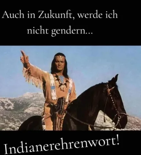 #Meme #Gendern - Ganz schön transphob der rassistische Kollege auf dem Gaul.
