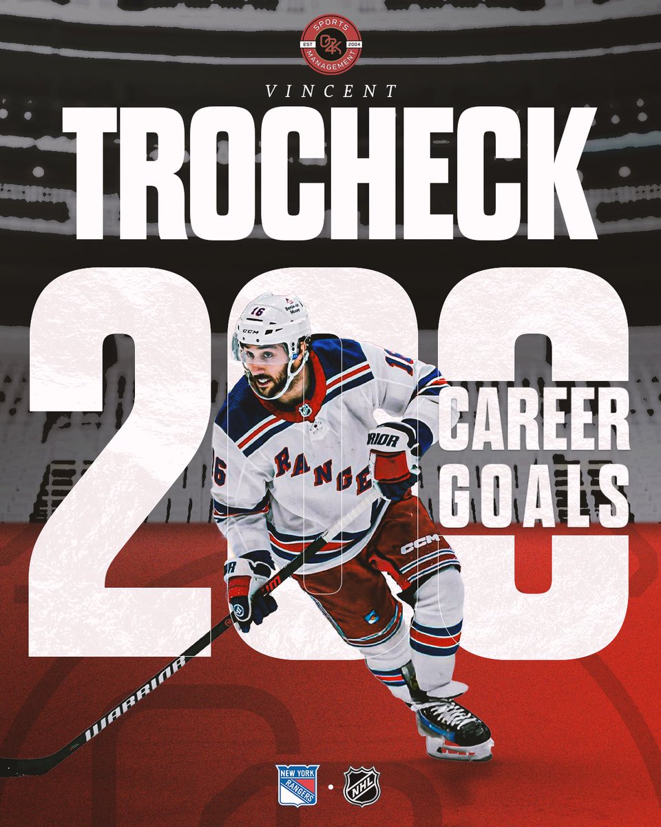 o2ksports's tweet image. 200 for Trocheck! Congratulations to O2K client Vincent Trocheck (@V_Trocheck) on recording his 200th career NHL goal! Congratulations, Tro! 🚨
#NYR