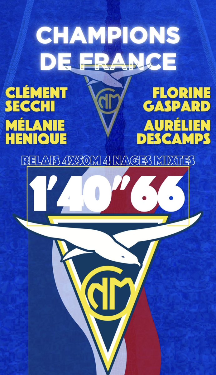 CNMarseille's tweet image. 🏊‍♀️🏊‍♂️ 𝗡𝗔𝗧𝗔𝗧𝗜𝗢𝗡 / 𝗖𝗛𝗔𝗠𝗣𝗜𝗢𝗡𝗡𝗔𝗧𝗦 𝗗𝗘 𝗙𝗥𝗔𝗡𝗖𝗘 🏊‍♀️🏊‍♂️
Nos Marseillais finissent en beauté ces Championnats de France (petit bassin) à Montpellier ! 🇫🇷💪👏

#championnatsdefrance #natation
