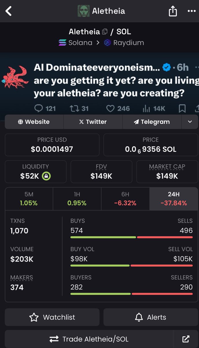 #solana 💎 #ALETHEIA  <a href="/AIHegemonyMemes/">AI Liberateeveryoneism Memes 🚫⛓️</a> 

6Xx8p2WmY1Uk2GD35uxhEyuniNrVEeSu3CUThb8Upump