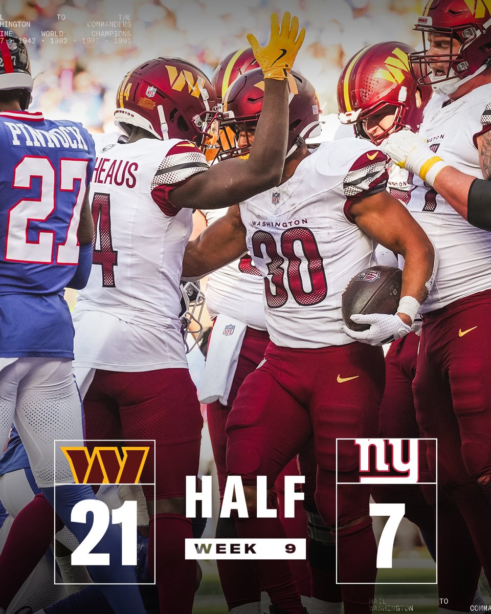 Commanders's tweet image. 30 mins down

#WASvsNYG | #RaiseHail