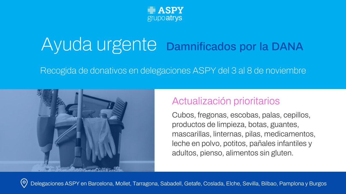 💙 Gracias a los que os habéis acercado a los puntos de recogida de donativos en centros ASPY en todo el territorio.

Seguimos necesitando ayuda, os esperamos mañana de 10 a 15h en: bit.ly/3YNAWkt

#𝗷𝘂𝗻𝘁𝗼𝘀 𝘀𝗶𝗲𝗺𝗽𝗿𝗲 𝘀𝗮𝗹𝗱𝗿𝗲𝗺𝗼𝘀 𝗮𝗱𝗲𝗹𝗮𝗻𝘁𝗲